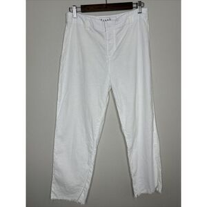 WOMENS FRANK & EILEEN KINSALE HIGH RISE WIDE‎ LEG CROPPED TROUSER PANTS WHITE 8